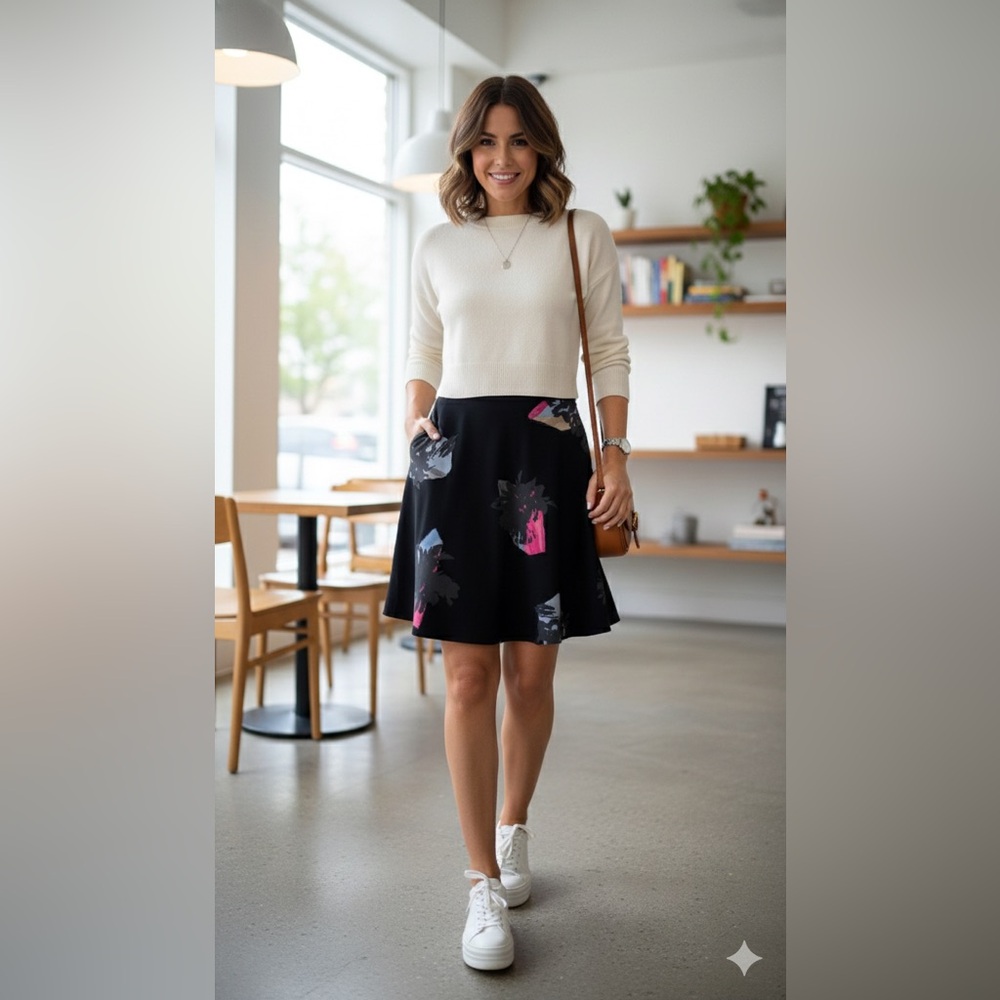 Ellen Tracy Black Skirt with Pink Accents